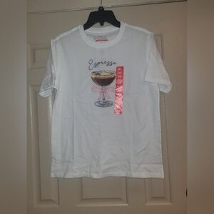 State Of Mine White Espresso Martini Coquette T Shirt NWT Womens Size XS